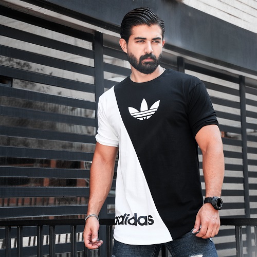 تیشرت آدیداس Adidas مشکی سفید مردانه مدل بهنام Behnam