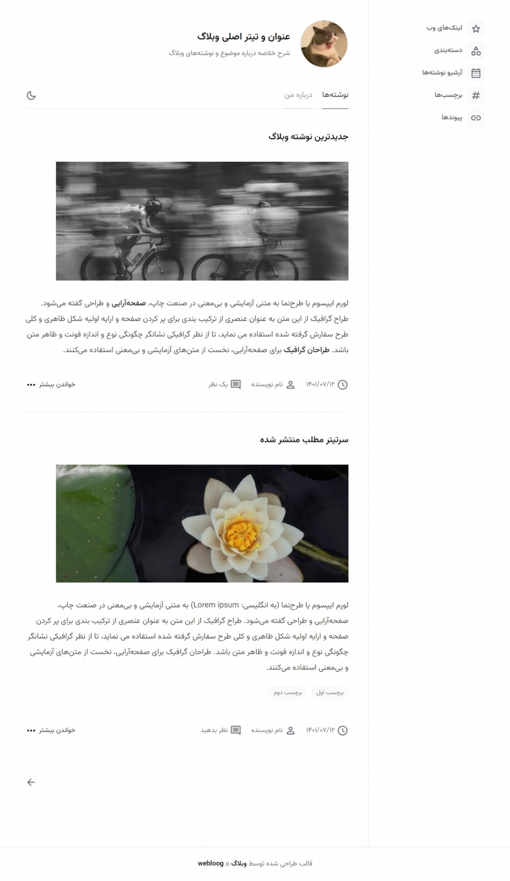 پیشنمایش قالب خوانا قالب وبلاگ بلاگفا webloog.ir