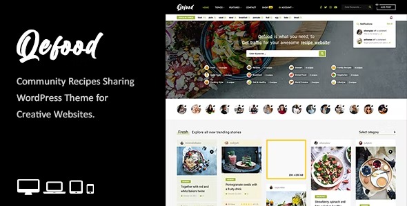 Download the Qefood template for WordPress