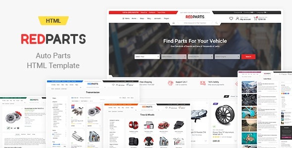 Download HTML template of RedParts car spare parts store