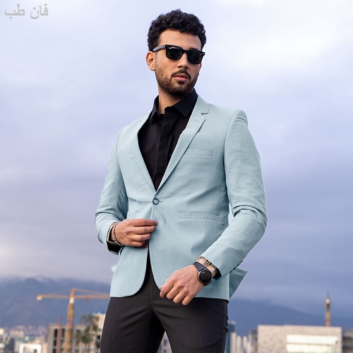 تک کت مردانه آبی مدل ریکی